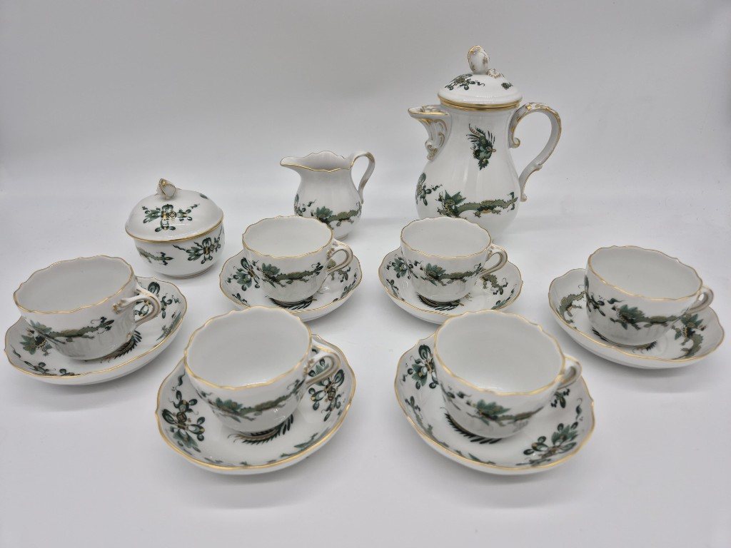 Meissen — Mokka-Service, reicher Grüner Hofdrache